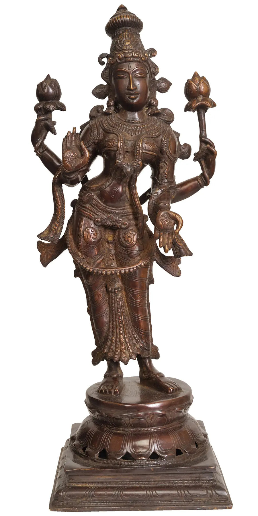 18" Handmade Devi Lakshmi Padmavati Brass Statue