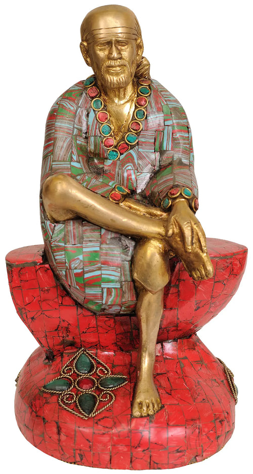 9" Shirdi Sai Baba Brass Idol Handmade