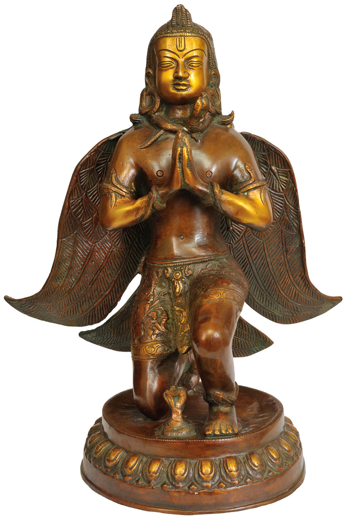 13" Handmade Garuda Brass Statue - Nepalese Design