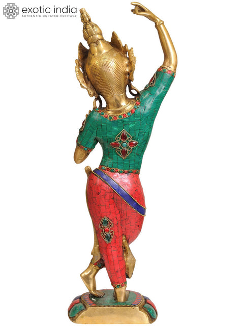 20" Tibetan Buddhist Mayadevi - Mother of Buddha with Upraised Hand Symbolically Holding a Branch of a Tree In Brass | Handmade | Made In India