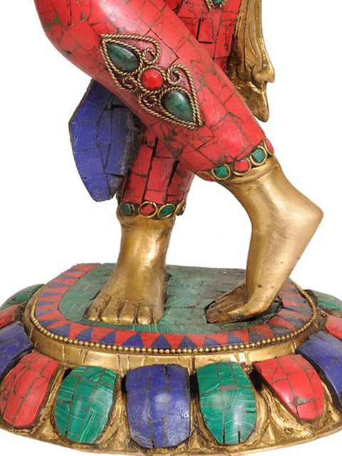 20" Tibetan Buddhist Mayadevi - Mother of Buddha with Upraised Hand Symbolically Holding a Branch of a Tree In Brass | Handmade | Made In India