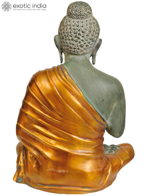 17" Lord Buddha Interpreting His Dharma In Brass | Handmade | Made In India