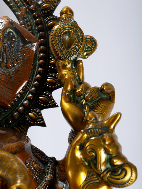 43" Large Size Lalitasana Ganesha Brass Statue in Ashirvad Mudra | Handmade Brass Idol