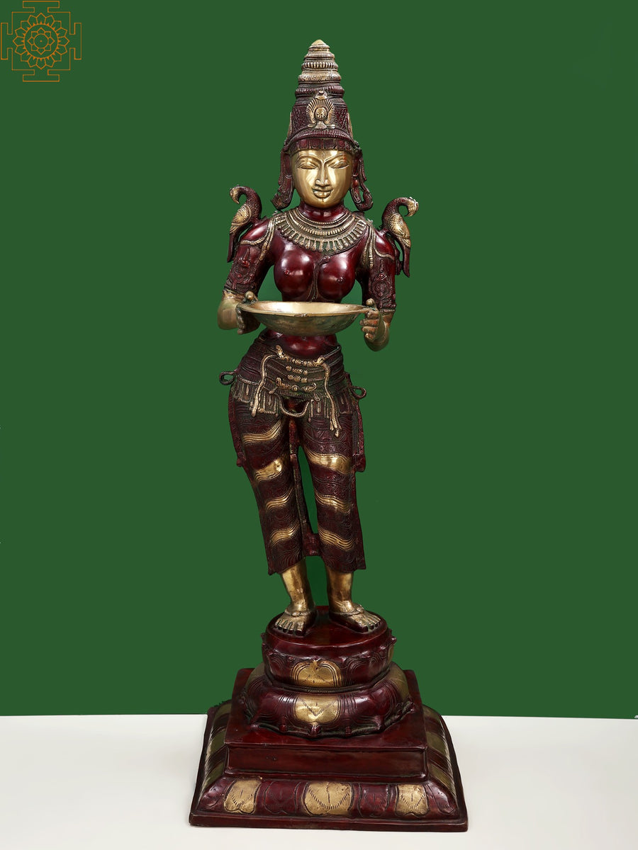 48" Large Handmade Deeplakshmi Brass Statue for Home Decor