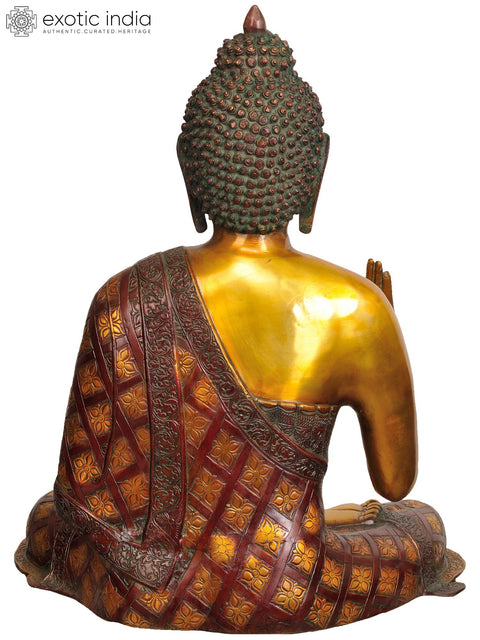 23" Large Size Shakyamuni Buddha in Preaching Mudra In Brass | Handmade | Made In India