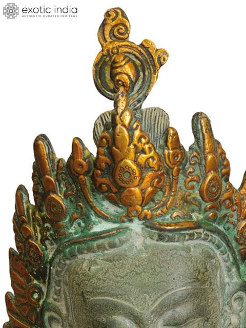 15" Tibetan Buddhist Deity Green Tara Brass Idol | Handcrafted Statue