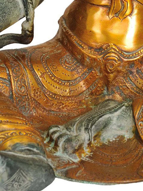 15" Tibetan Buddhist Deity Green Tara Brass Idol | Handcrafted Statue