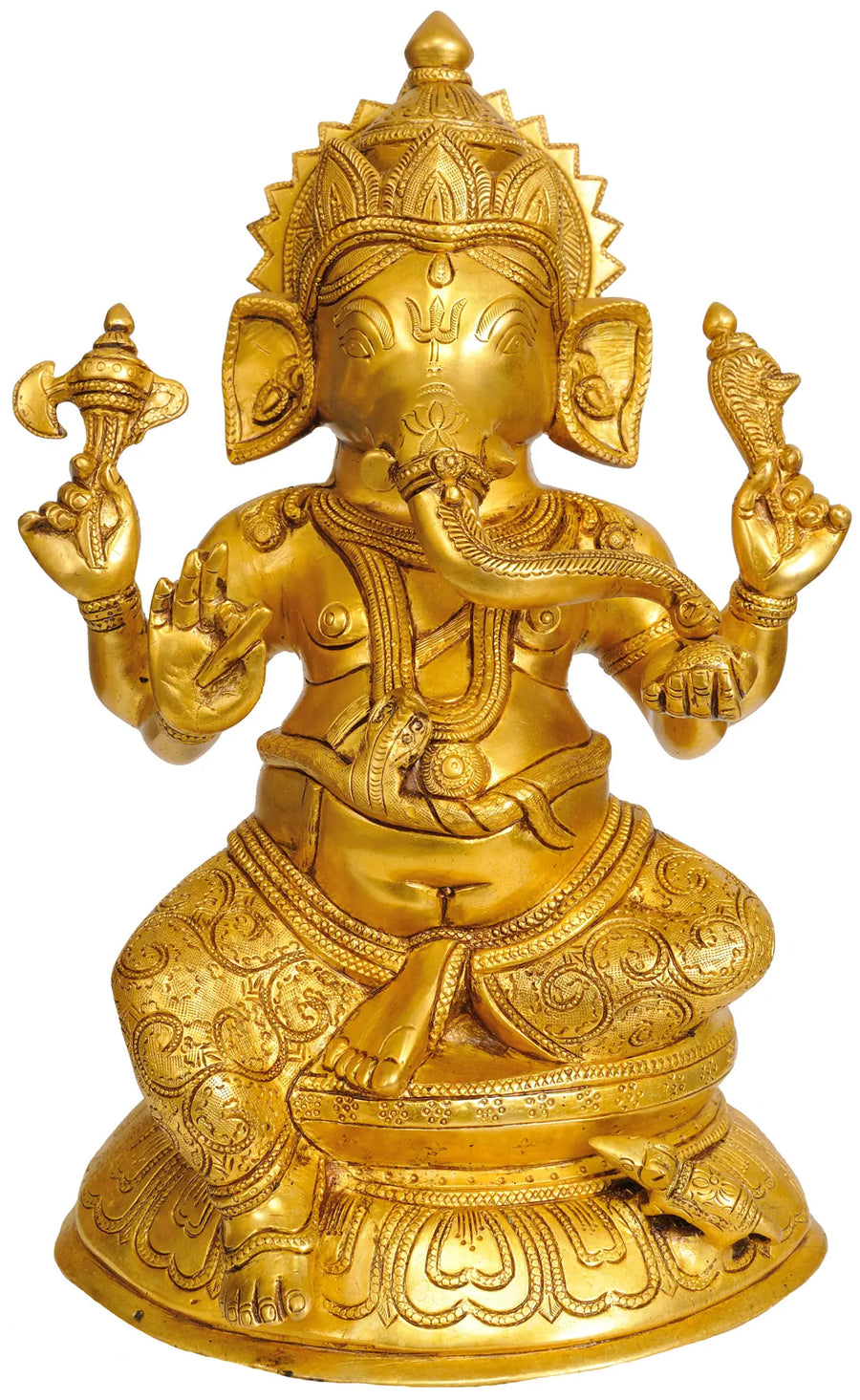 13" Ekadanta Ganesha Brass Idol Handmade