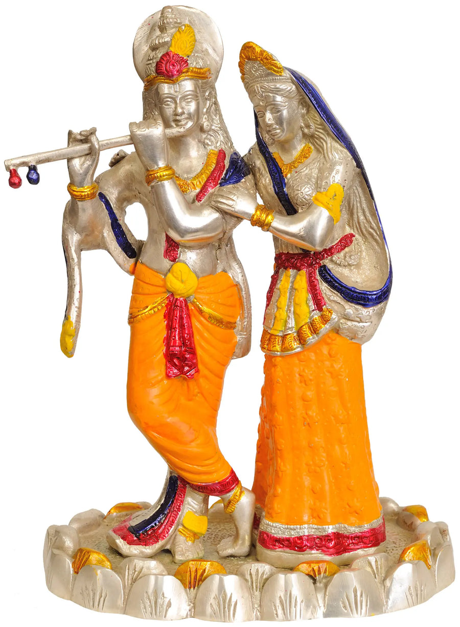10" Radha Krishna Brass Statue Handmade