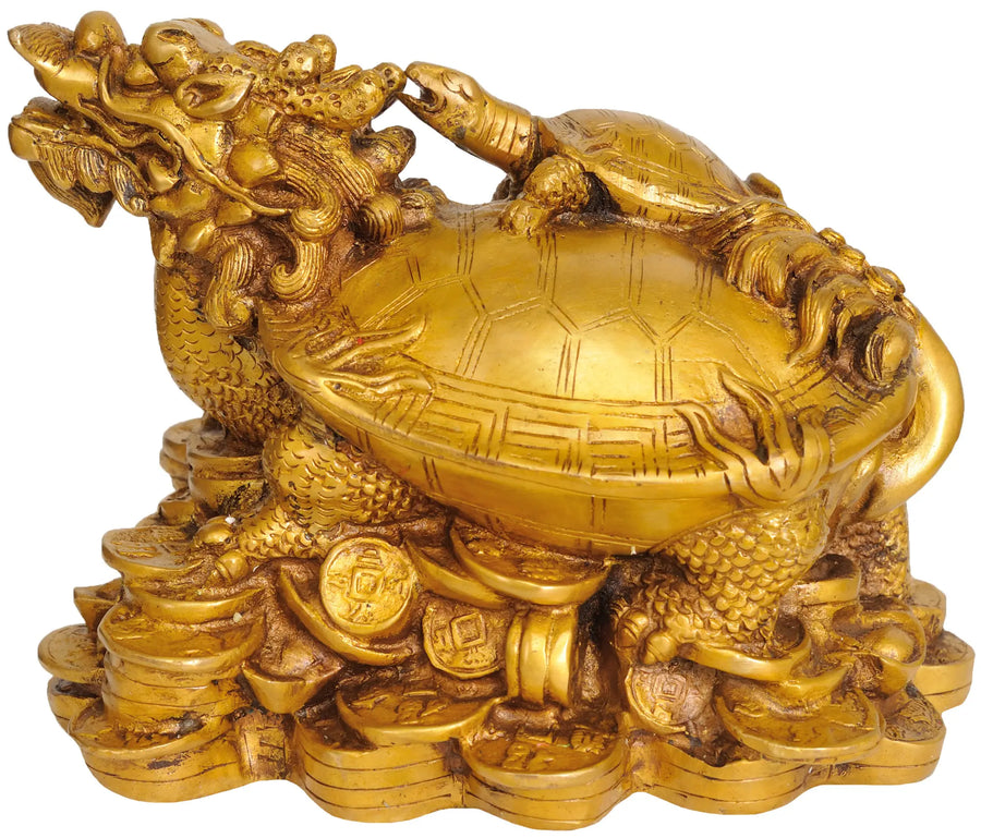 8" Brass Feng Shui Dragon Piggy Bank Handmade