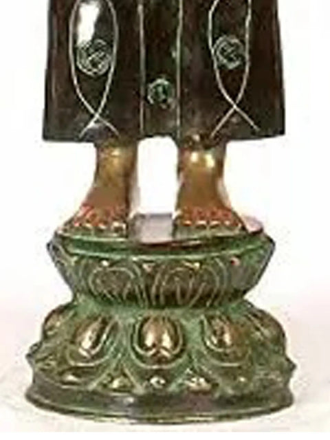 33" Large Size Standing Buddha Idol Granting Abhaya | Handmade Brass Statue | Made in India
