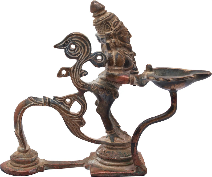 4" Garuda Brass Lamp Statue Handmade