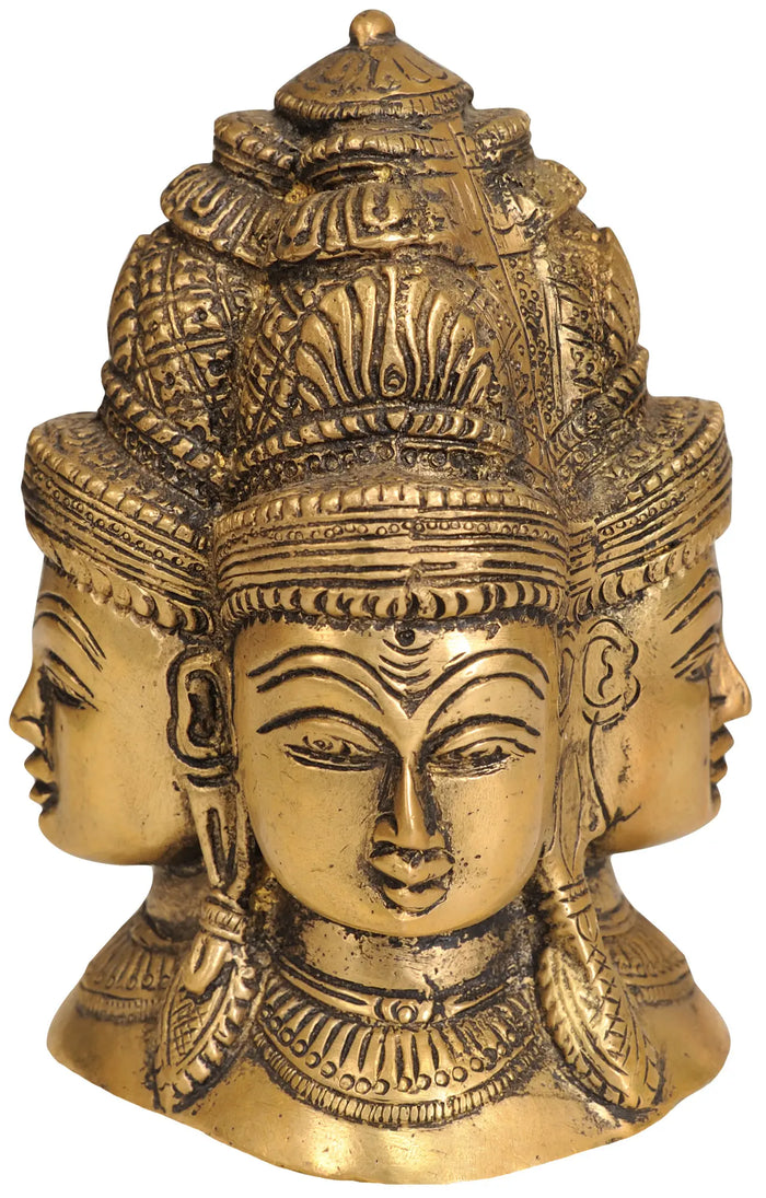 5" Mukhalingam (Four Faces of Shiva) in Brass | Handmade | Made in India