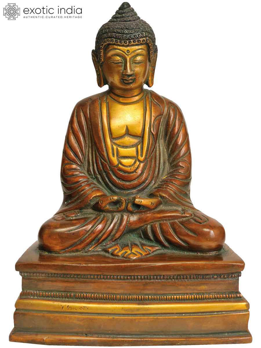 8" Lord Buddha Meditation Brass Handmade Idol