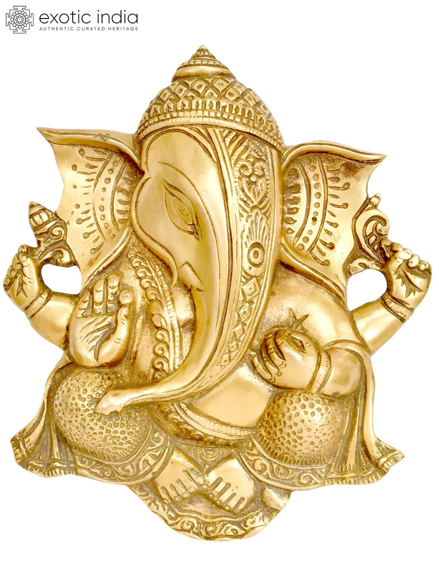 8" Lord Ganesha Brass Wall Hanging Statue Handmade