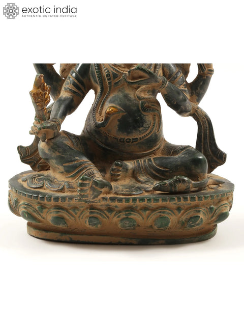 7" Brass Lord Ganesha Idol In Nepalese Style