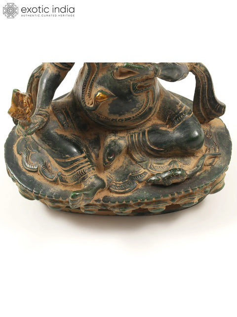 7" Brass Lord Ganesha Idol In Nepalese Style
