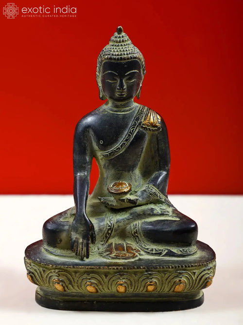 5" Brass Buddha Bhumisparsha Mudra Handmade Statue