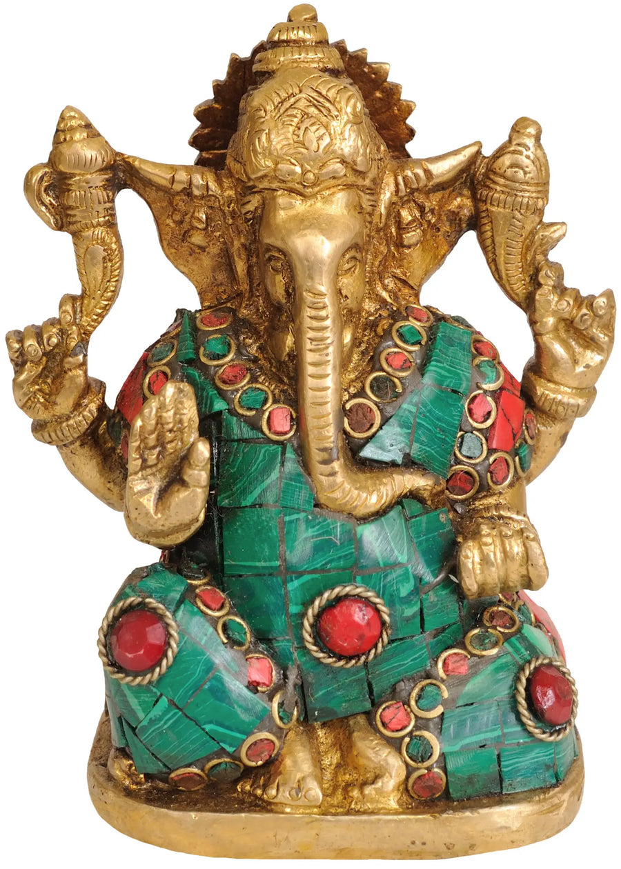 4" Brass Ganesha Blessing Statue Handmade