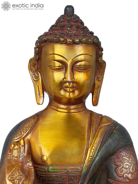 10" Tibetan Buddhist Preaching  Buddha In Brass | Handmade | Made In India