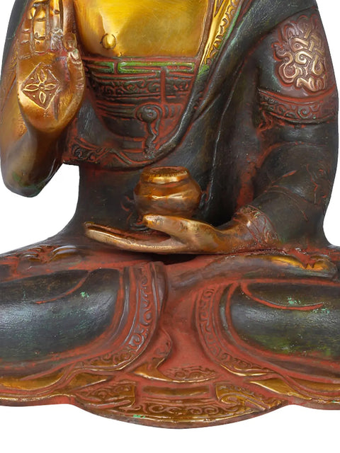 10" Tibetan Buddhist Preaching  Buddha In Brass | Handmade | Made In India
