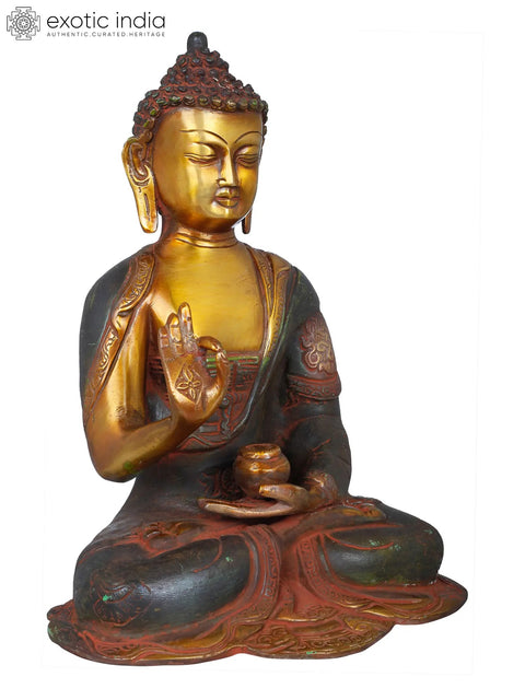 10" Tibetan Buddhist Preaching  Buddha In Brass | Handmade | Made In India