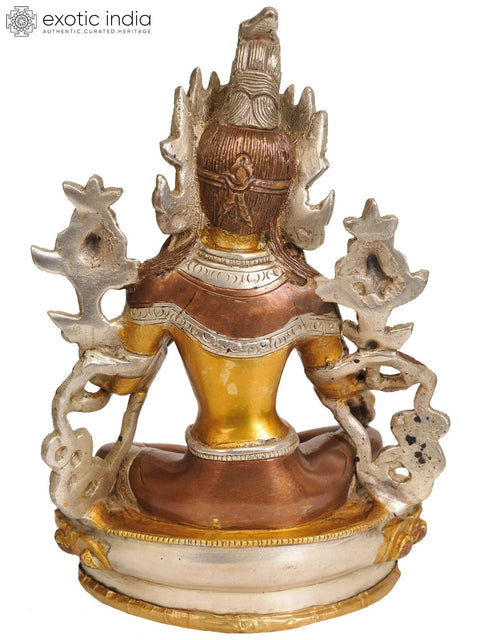 8" Saviour Goddess Green Tara (Tibetan Buddhist Deity) In Brass | Handmade | Made In India