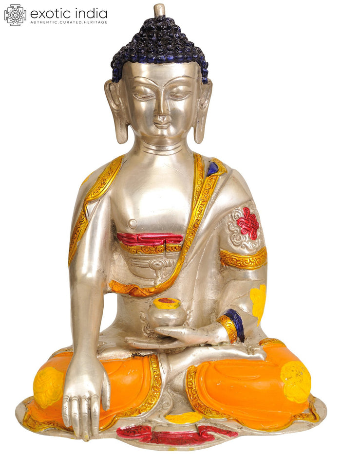 10" Handmade Lord Buddha Bhumisparsha Mudra Brass Statue