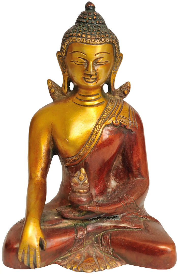6" Lord Buddha in Bhumisparsha Mudra | Handmade Brass Statues
