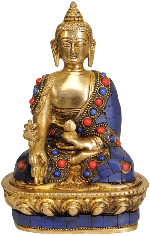 7" Medicine Buddha Handmade Brass Sculpture