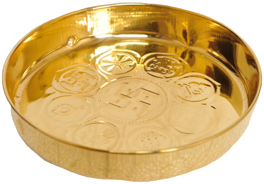 Ashtamangala Brass Plate for Pooja