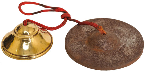 3" Handmade Bronze and Iron Cymbals Statue