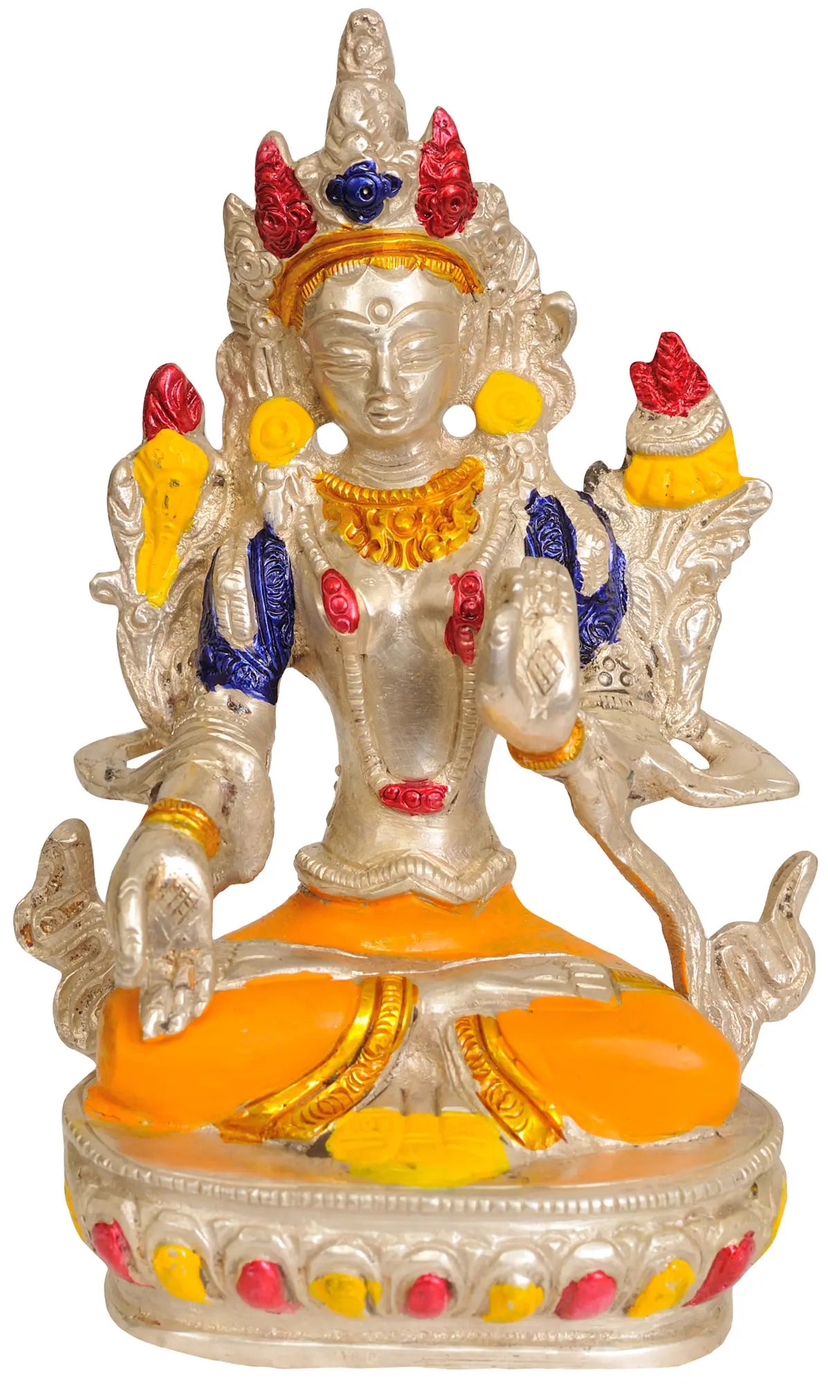 5" Brass Goddess Green Tara Statue (Tibetan Buddhist Deity) | Handmade | Made in India