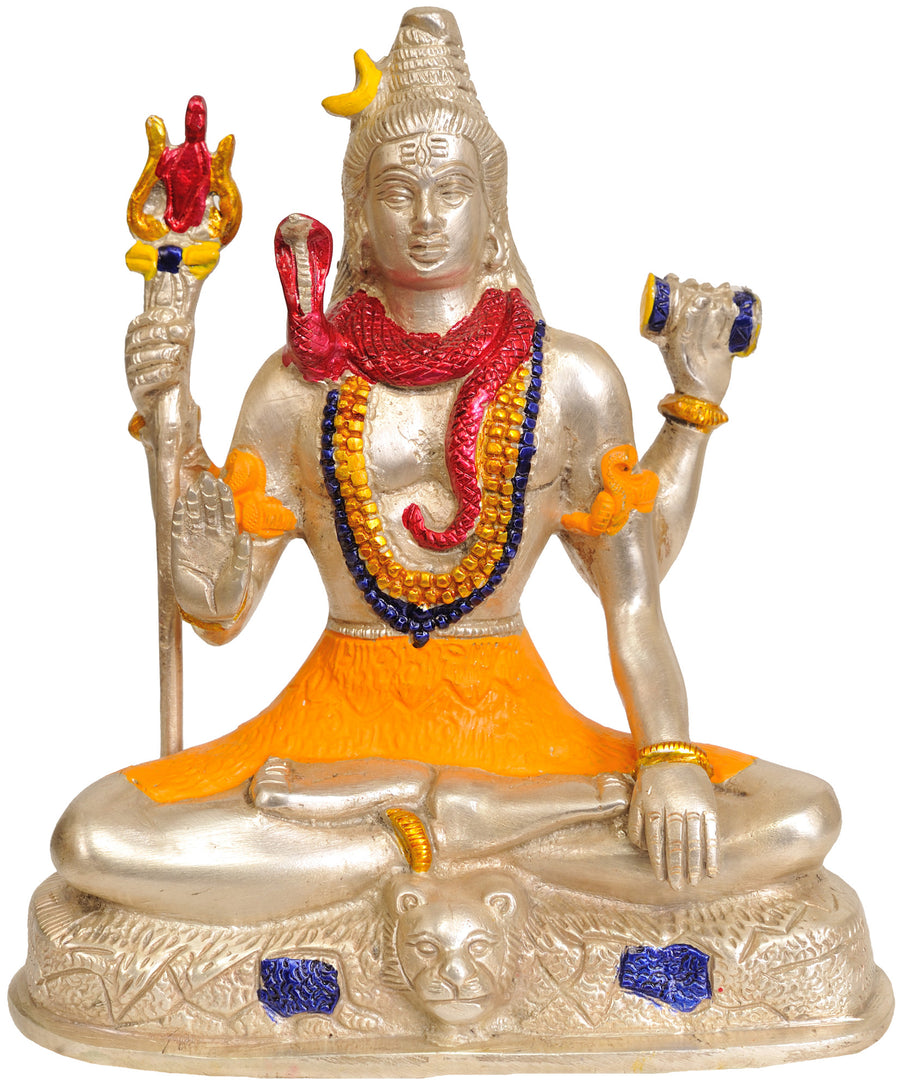 7" Four Armed Lord Shiva Brass Statue Handmade