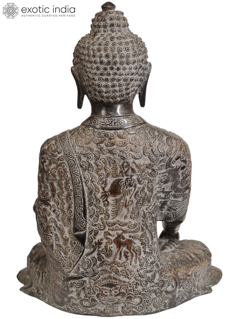 13" Lord Buddha in Bhumisparsha Mudra (Tibetan Buddhist) In Brass | Handmade | Made In India