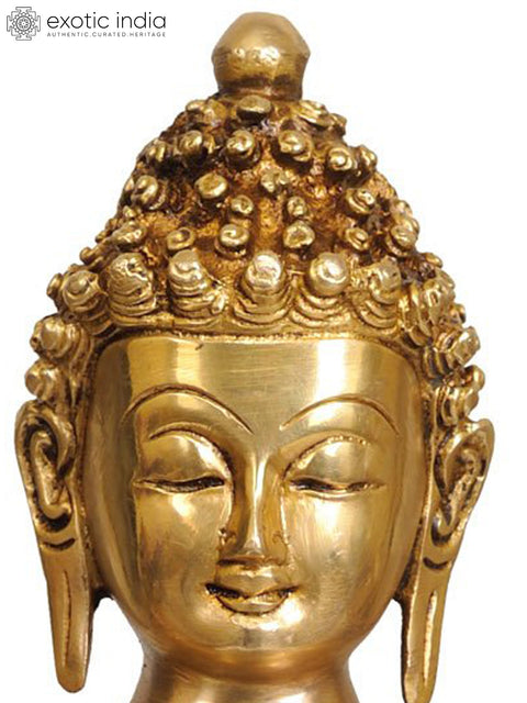 12" Lapis Healing Buddha (Tibetan Buddhist Deity)   with the Scenes of Life of Buddha on Reverse In Brass | Handmade | Made In India