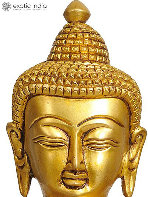 10" Shakyamuni Buddha  Preaching His Dharma (with Decorated Robe and Auspicious Symbols on Reverse) In Brass | Handmade | Made In India