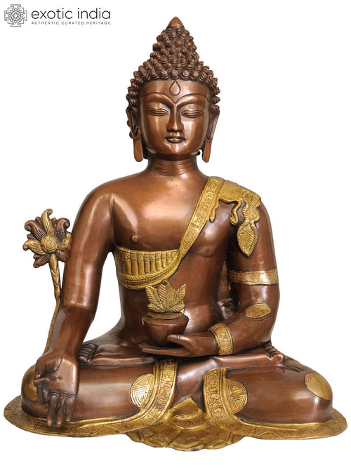 17" Handmade Medicine Buddha Brass Statue for Tibetan Buddhist Pooja