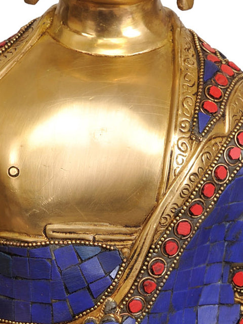 14" (Tibetan Buddhist Deity) Lapis Healing  Buddha In Brass | Handmade | Made In India