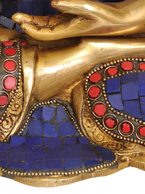14" (Tibetan Buddhist Deity) Lapis Healing  Buddha In Brass | Handmade | Made In India