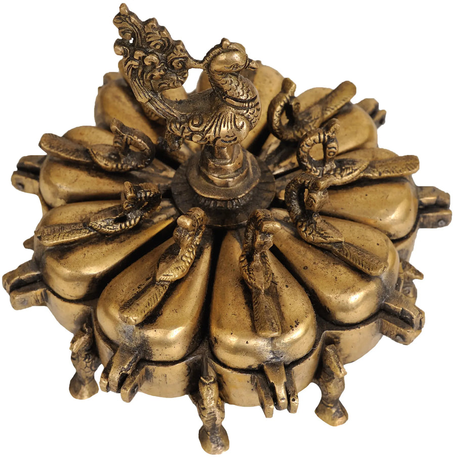 4" Handmade Brass Peacock Ritual Box with Lids