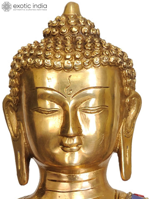 16" (Tibetan Buddhist Deity) The Medicine Buddha - Scenes from the Life of Buddha Depicted on Reverse In Brass | Handmade | Made In India