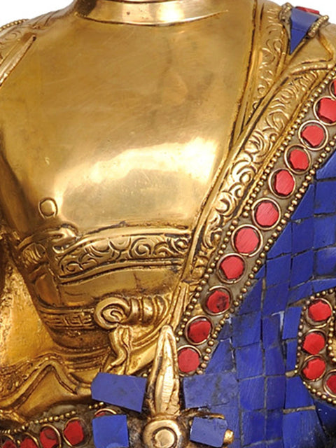 16" (Tibetan Buddhist Deity) The Medicine Buddha - Scenes from the Life of Buddha Depicted on Reverse In Brass | Handmade | Made In India