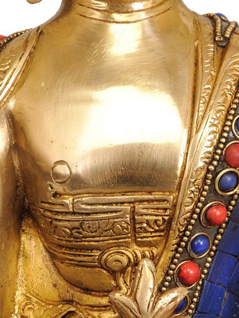 9" The Medicine Buddha (Tibetan Buddhist Deity) In Brass | Handmade | Made In India