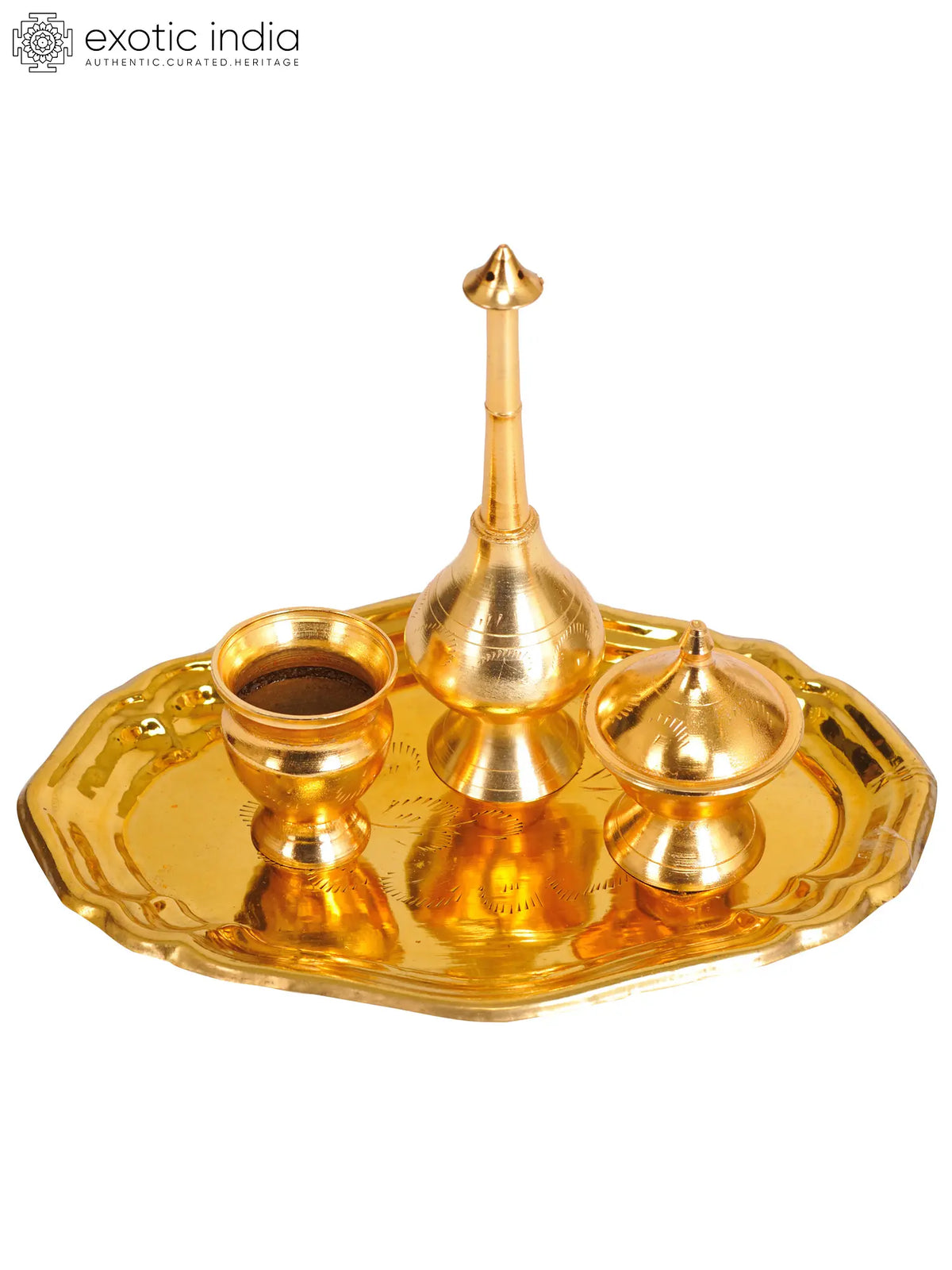 5" Puja Thali in Brass | Handmade | Made in India