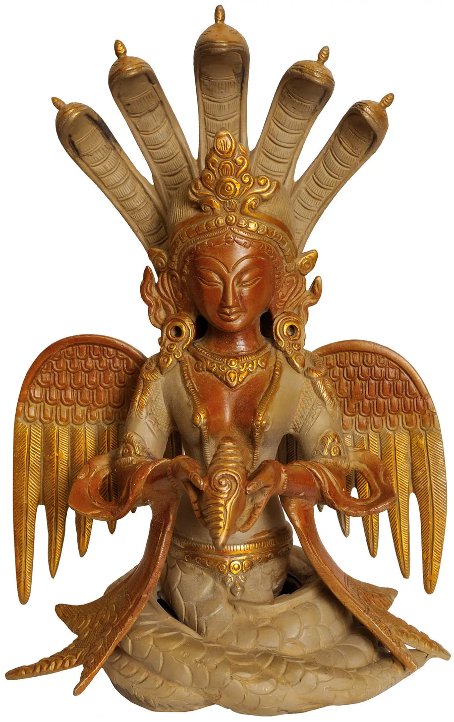 10" Naga Kanya Snake Woman Handmade Brass Statue