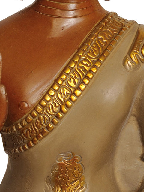 10" Lord Buddha in Abhaya Mudra In Brass | Handmade | Made In India