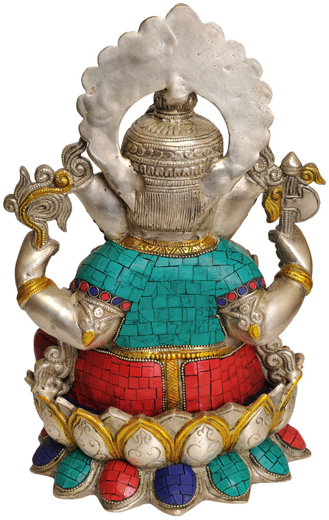 12" Kamalasana Ganesha In Brass | Handmade | Made In India