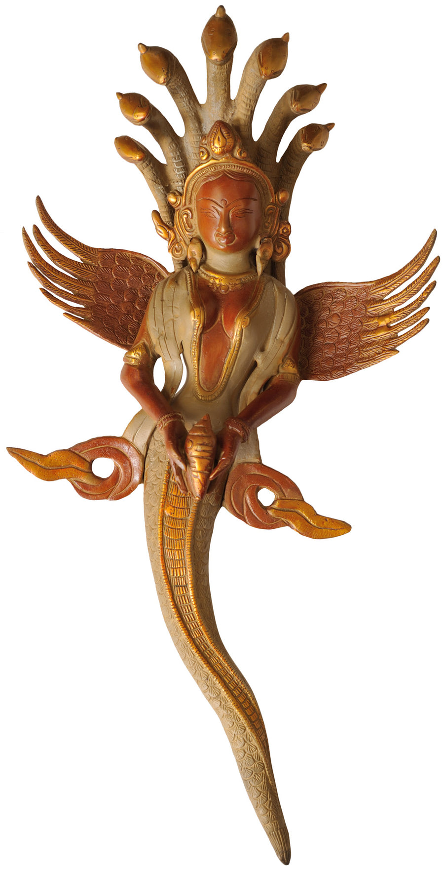 18" Brass Naga-Kanya Wall Hanging Handmade Statue