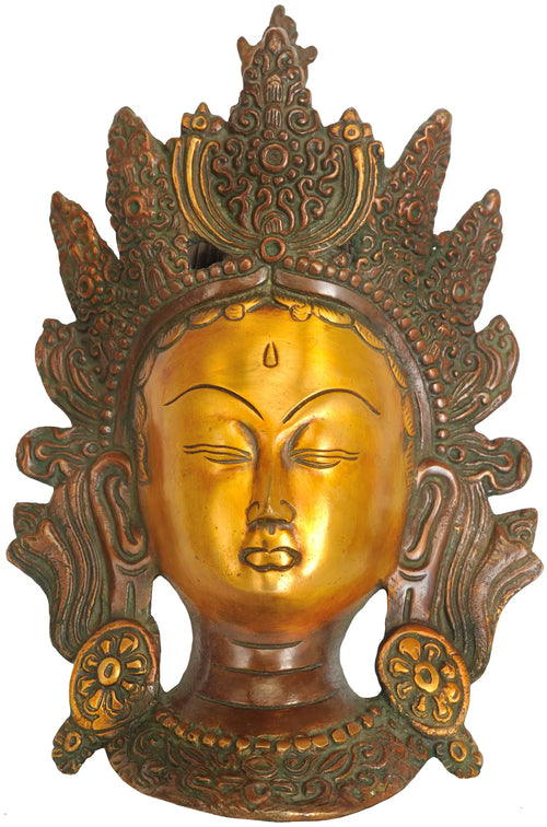 10" Goddess Tara Handmade Brass Wall Hanging Mask